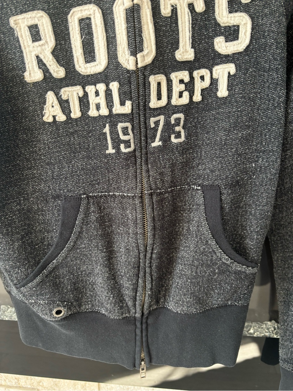 Vintage Roots Athl Dept 1973 Full Zip Hoodie, Unisex, Charcoal - Picture 3 of 10